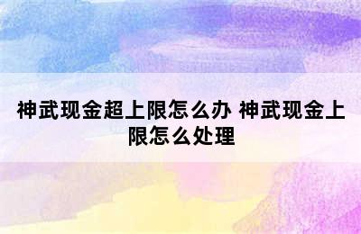 神武现金超上限怎么办 神武现金上限怎么处理